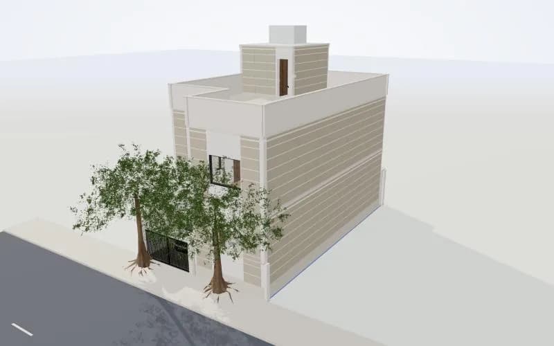 5 Marla house design in 3D: Narrow-plot home · 3 bedrooms