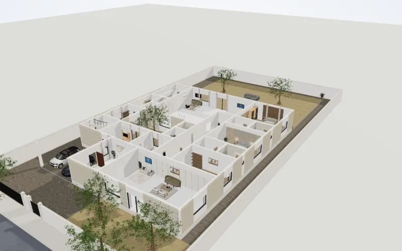 4 Kanal house design in 3D: Lawn villa · 7 bedrooms