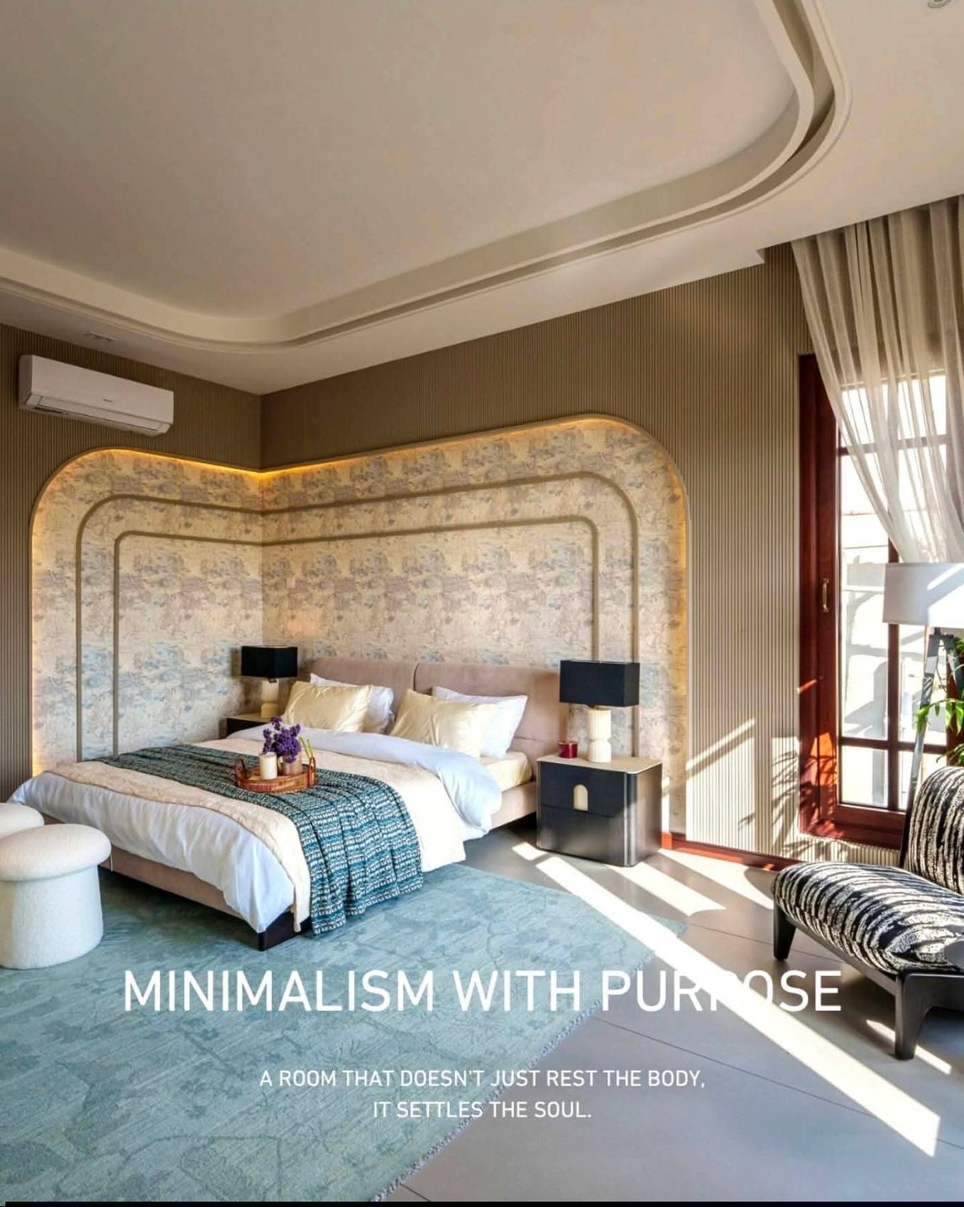 Principal bedroom with coved ceiling and concealed lighting