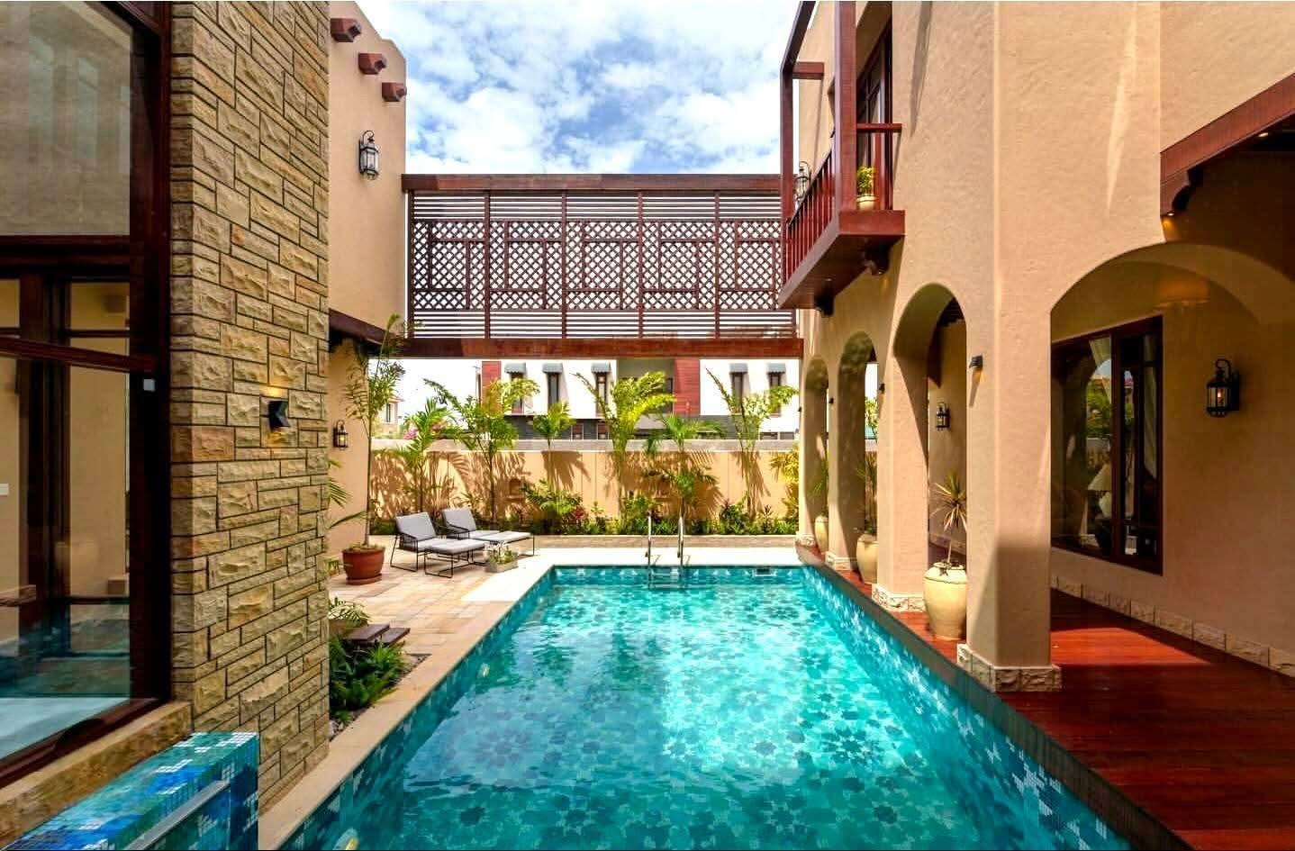 Courtyard swimming pool in daylight