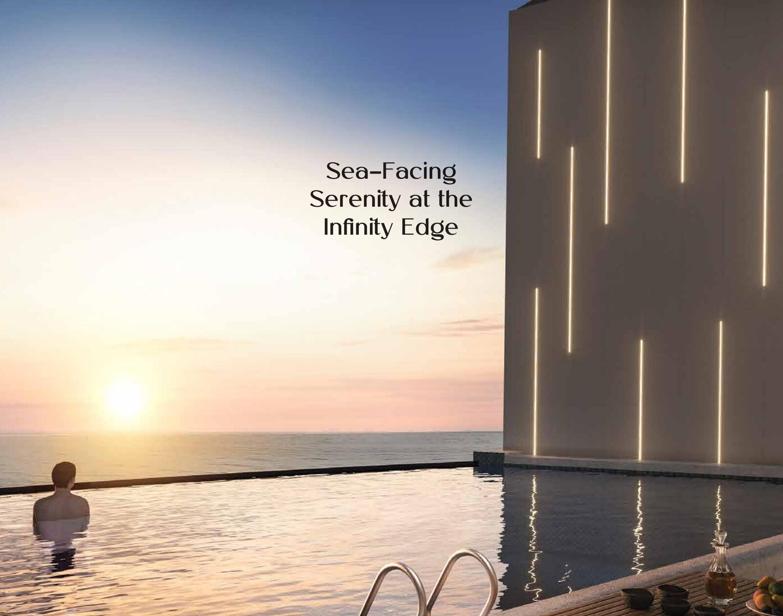 Sea-facing serenity at the infinity edge at sunset