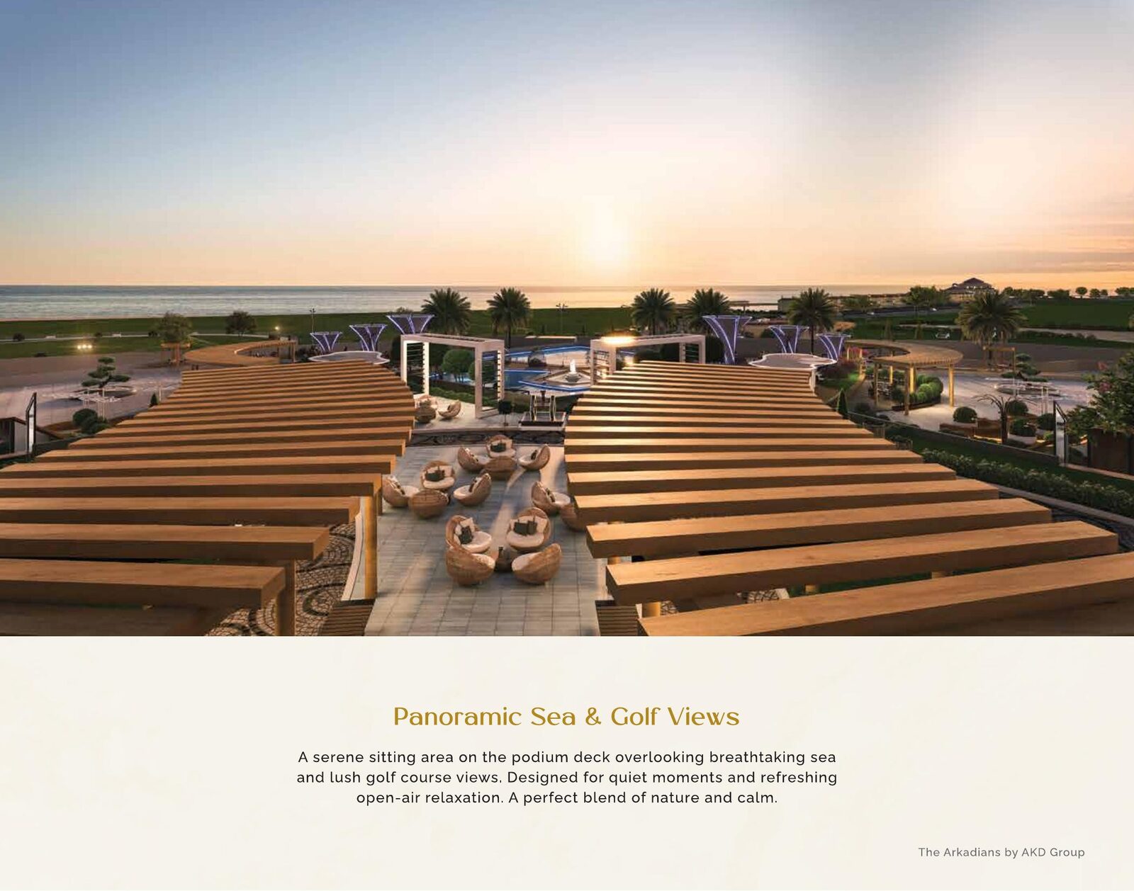 Rooftop deck with panoramic sea and golf views