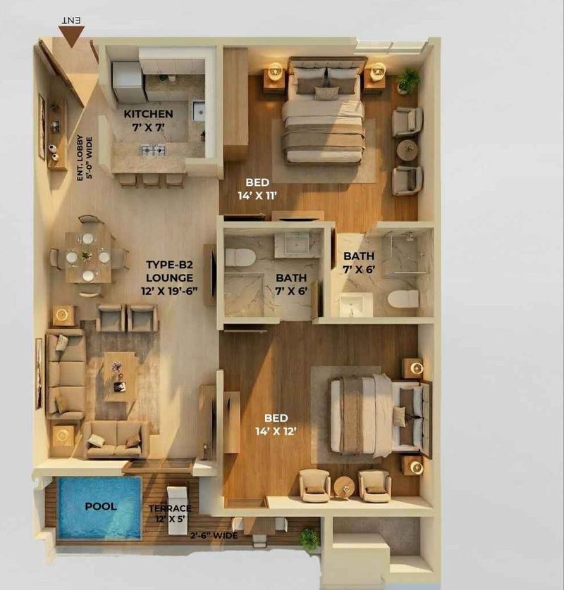 2 Bed · Type B2