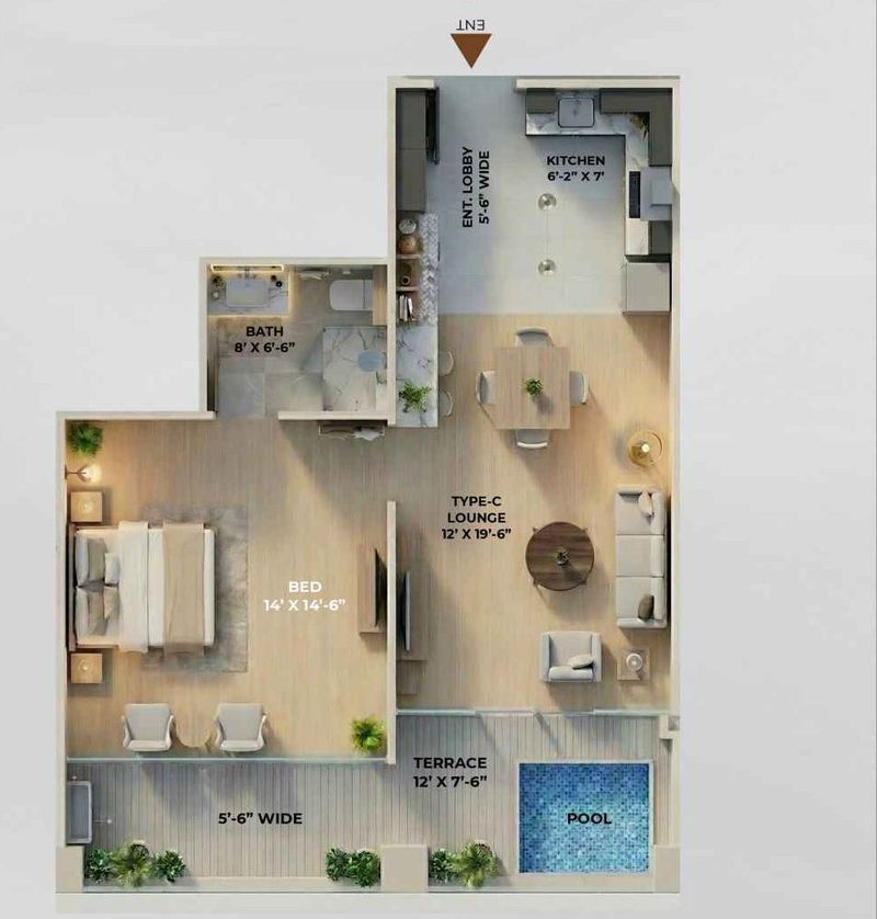 1 Bed · Type C