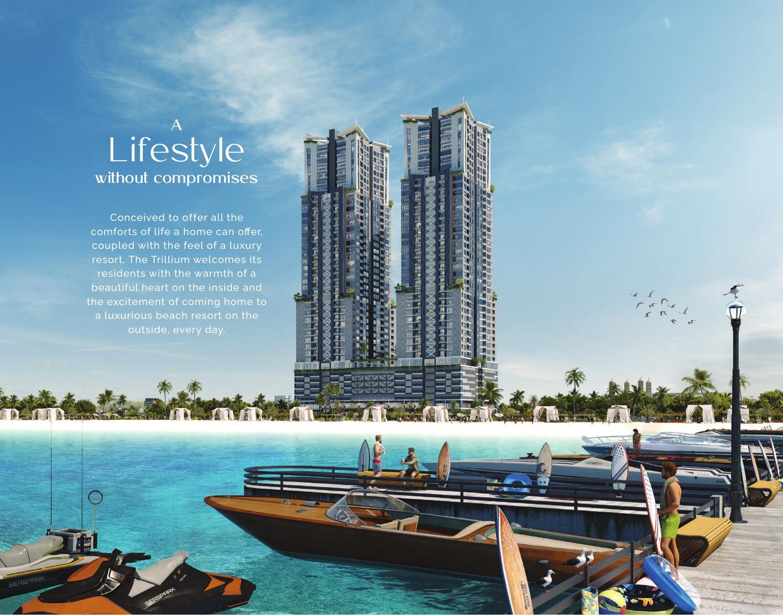 The Trillium towers on the DHA Phase 5 seafront