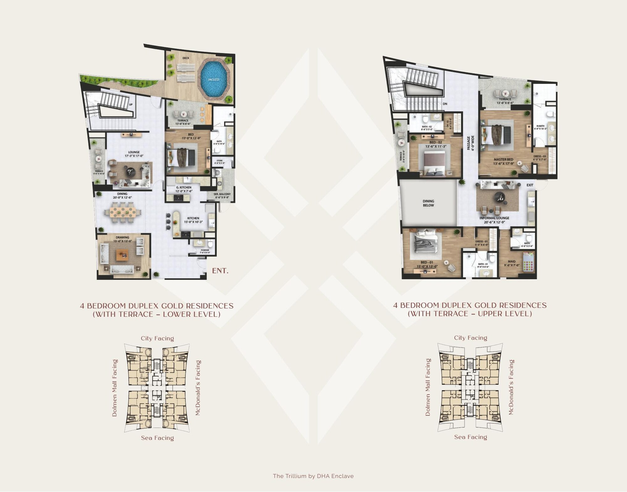 4 Bed Duplex Gold floor plan — The Trillium