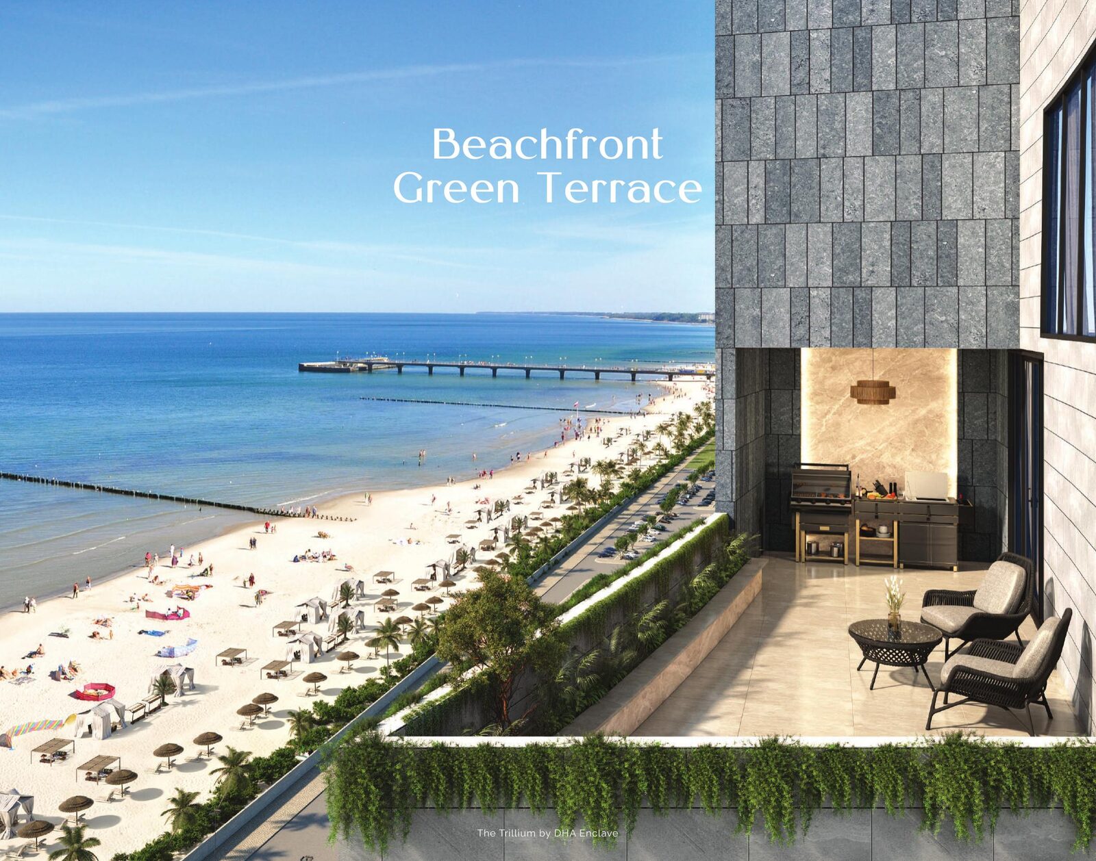 Beachfront green terrace, The Trillium
