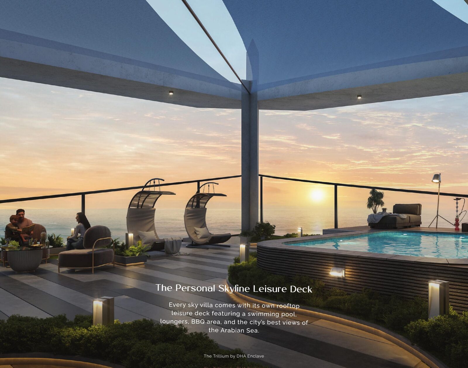 Personal skyline leisure deck at sunset