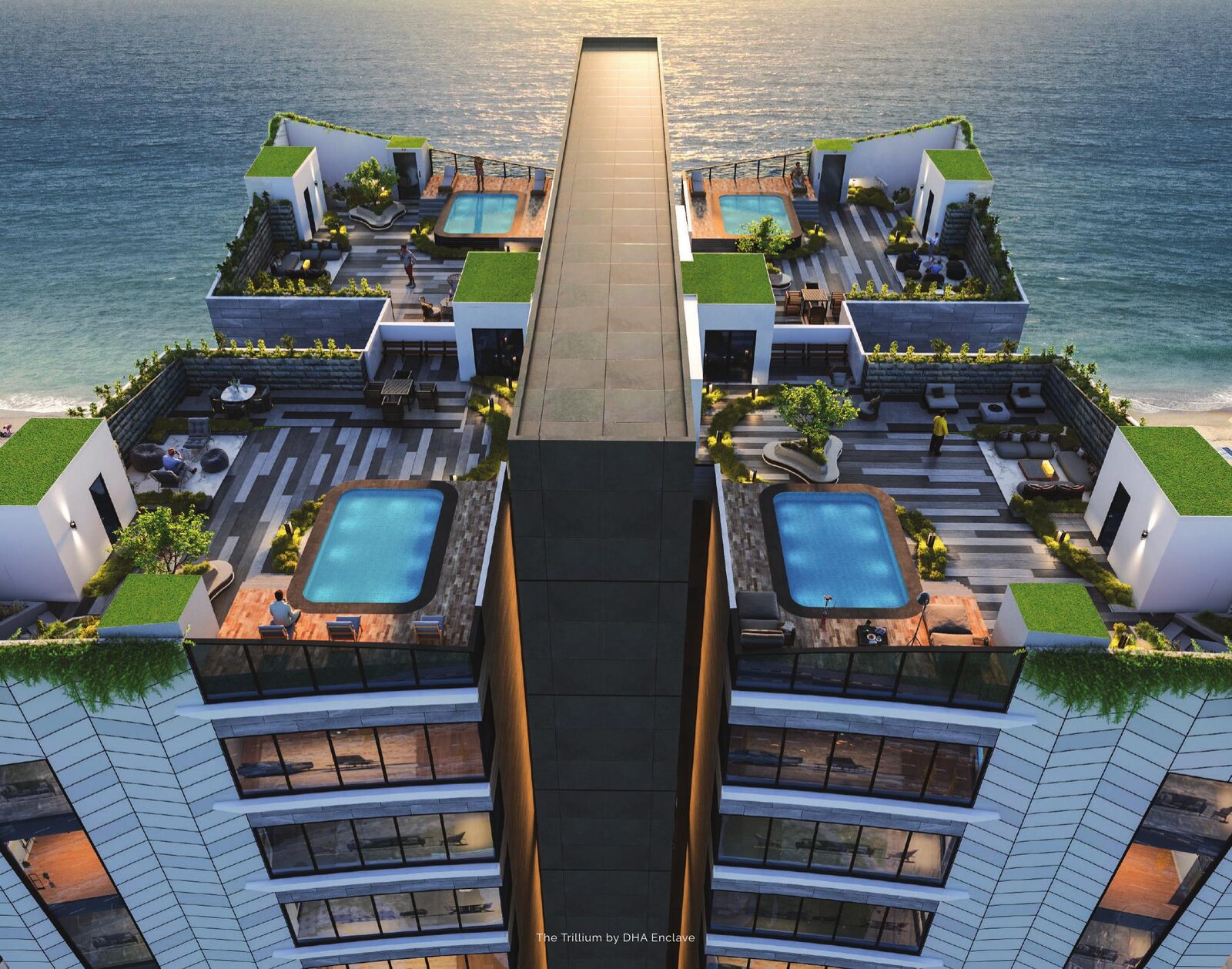 Rooftop terraces with cocktail pools, The Trillium